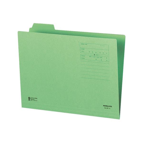 （まとめ）コクヨ 1/4カットフォルダー（カラー）A4 第1見出し 緑 A4-4F-1G 1セット（10冊）(×10セット)