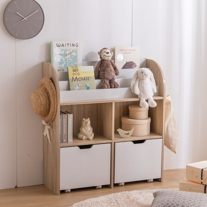 【北欧 ナチュラル】 木製 絵本ラック おもちゃ収納 引き出し付き シンプル おしゃれ 絵本棚 おもちゃ収納 子供用 机 本棚 キッズ収納
