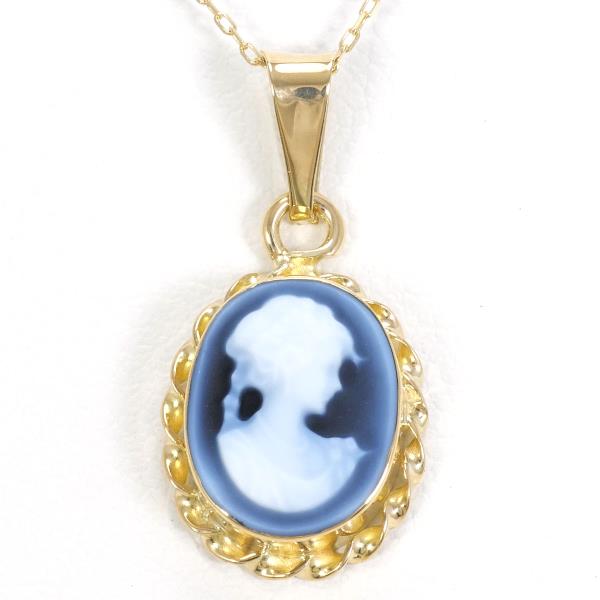 K18 18金 YG イエローゴールド ネックレス ストーンカメオ 約40cm ジュエリー 中古