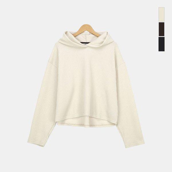 女性リブフード付きニットTシャツ カジュアルクロップ長袖Tシャツ SCON028