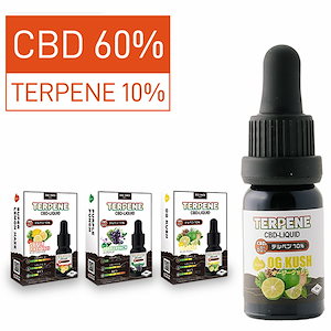 TERPENE CBDリキッド 高濃度 CBD60%配合 テルペン10%配合 10ml アントラージュ効果 3タイプ ニコチン0 タール0 BI-SO 日本製 Made in Japan