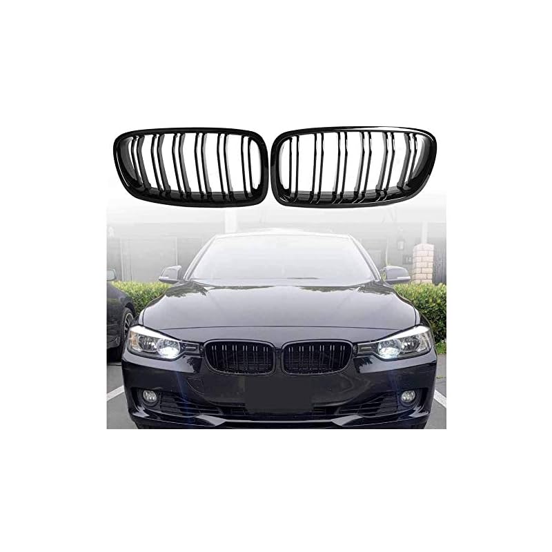 Zealhot キドニーグリル ブラックフロントグリル ラジエターグリル，適切BMW 3シリーズ F30 F31 F35 (2012-2019) (ダブル-艶有り)