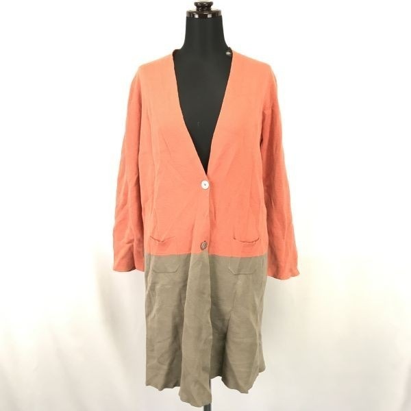 Made in ItalyCIVIDINI/チヴィディーニロング丈カーディガン/ワンピース【women’s size -42/オレンジ×グレー/orange×gray】BH229