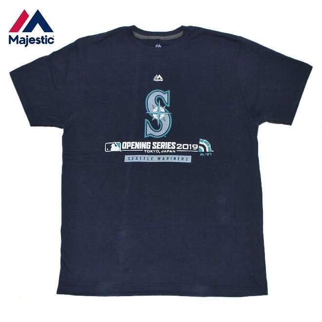 マジェスティック Tシャツ メンズ レディース MAJESTIC イチロー MLB 2019日本開幕戦記念 シアトル マリナーズ 半袖 クルーネック 丸首 S-3XL