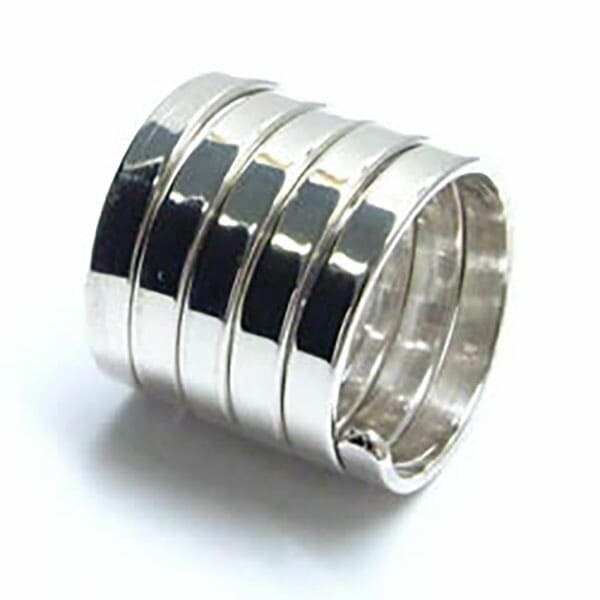 ラウンドアンドラウンドシルバーリング 指輪 14号 巻き 5連風 スパイラル バネ 刻印あり シルバー925 男性 女性 親指 中指 小指 人差し指 誕生日 本物の銀 sr00000570-xx