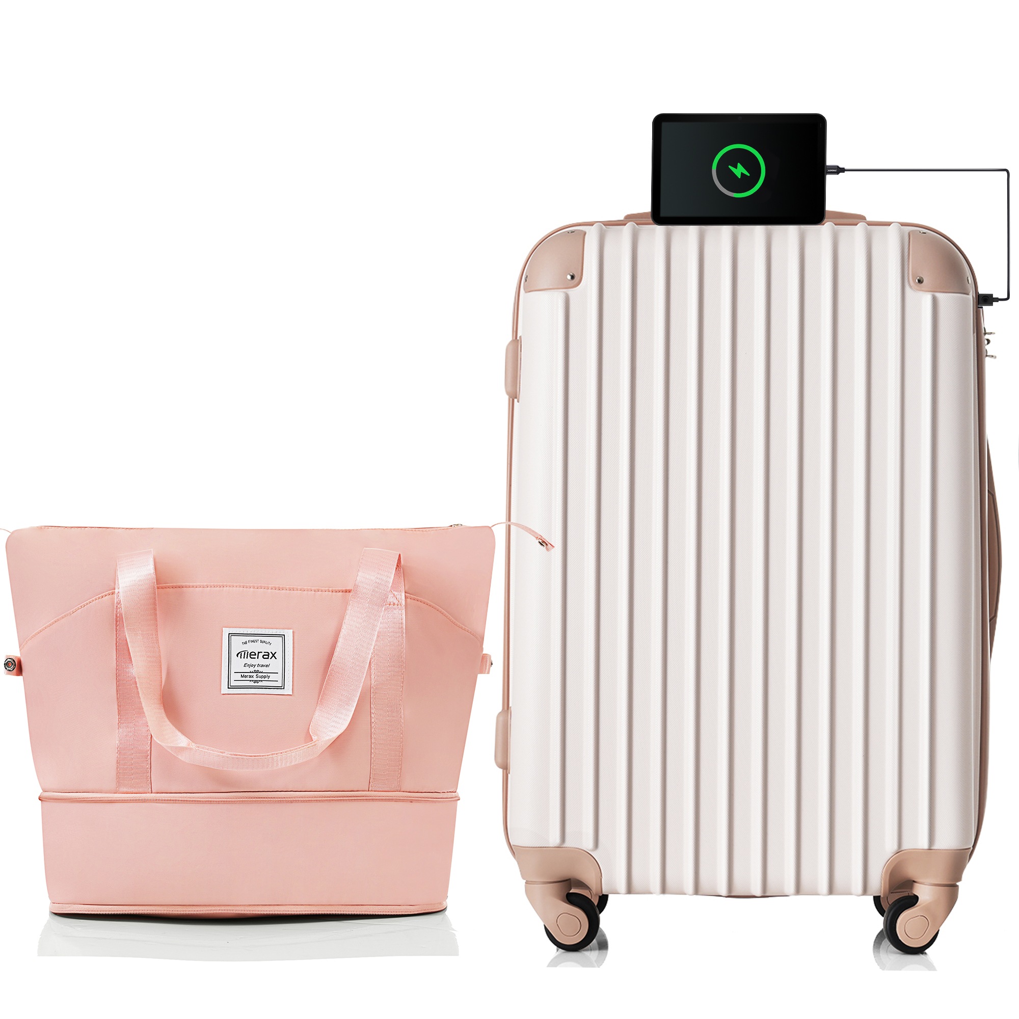 スーツケース Lサイズ USB充電ポート付き ドリンクホルダー付き キャリーバッグ キャリーケース 7日 14日 大型 TSAロック搭載 トートバッグ ハンドバッグ レディース バッグ 手提げ 大容2