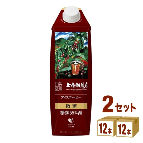 UCC上島珈琲店 アイスコーヒー 微糖 1L パック（糖類55%減） 1000ml　2ケース (24本) 飲料 珈琲 コーヒー