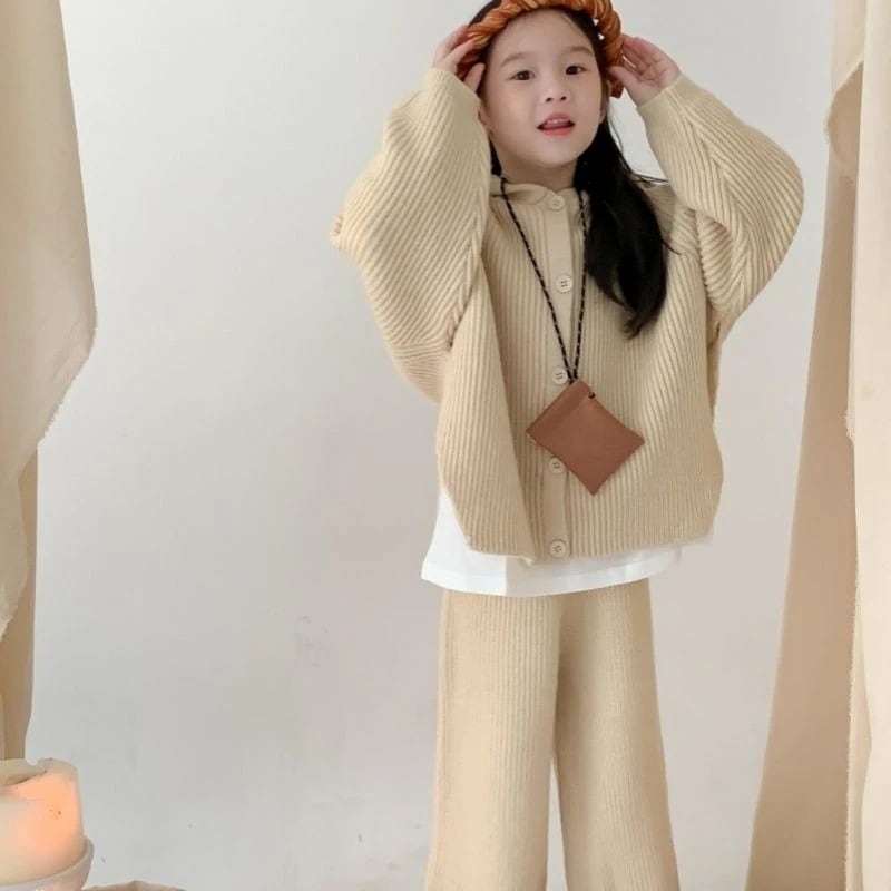 【2枚購入で100円OFF】 秋冬新作セット 子供服 女子ニットスーツ秋冬新作ジャンパーフードジャケットズボン厚手ツーピースセット 韓国子供服 最安値保証 品質良い