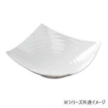 福井クラフト　メラミン35cmロクロ目四方上り盛鉢ホワイト 51353880