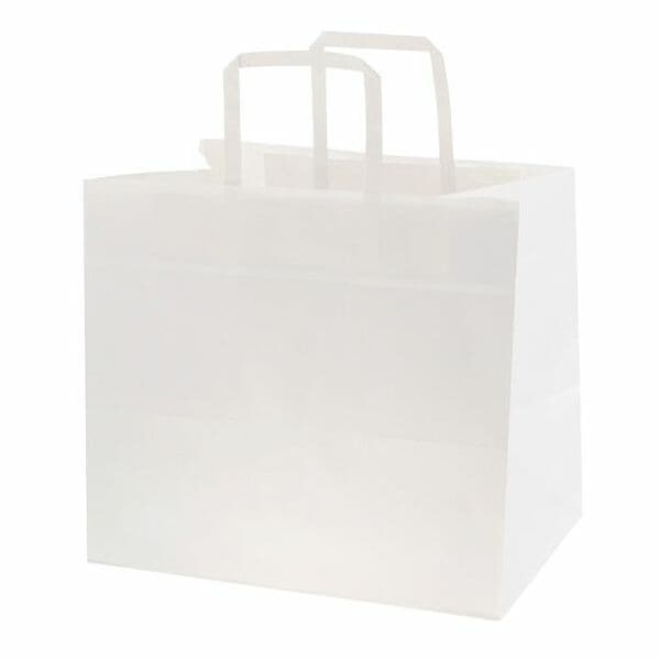 （まとめ買い）シモジマ SWAN 紙袋 Nフラットチャームバッグ 300-1（平手） 晒白無地 50枚 幅300xマチ220x高270mm 003277131 [x3セット]