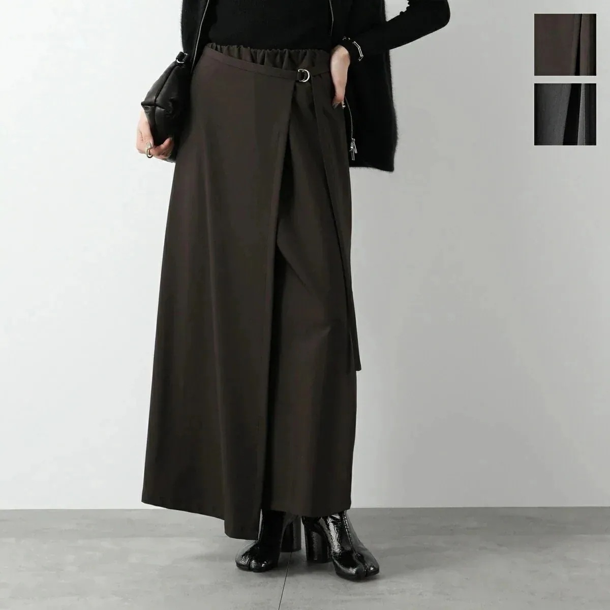 CHIGNON シニヨン ラップ風スカート 2645-231KK レディース Aライン 台形スカート ロング丈 ストレッチ 巻きスカート カラー2色m 【mega】