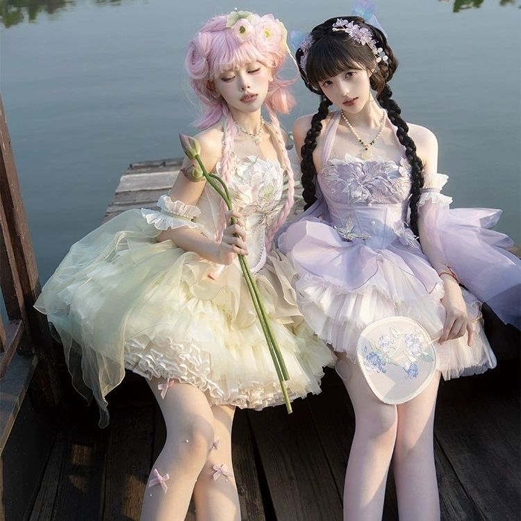 【小花神】オリジナルバレエ風ワンピース女性アイリスハスの花lolitaスカート国風