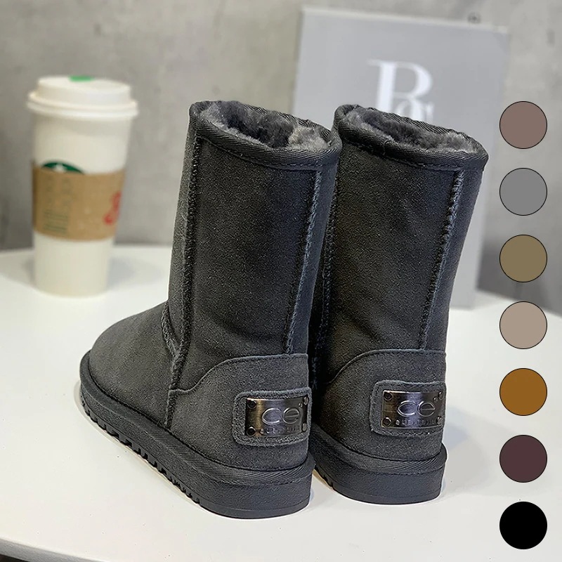 VMT60 韓国 ブーツ 牛革+ウール スノーブーツ ショートブーツ 長靴 ムートンブーツ 厚くて暖かい 本革 裏起毛 ブーツ レディース 冬のブーツ 靴 厚底ブーツ 冬 韓国ファッション シューズ3