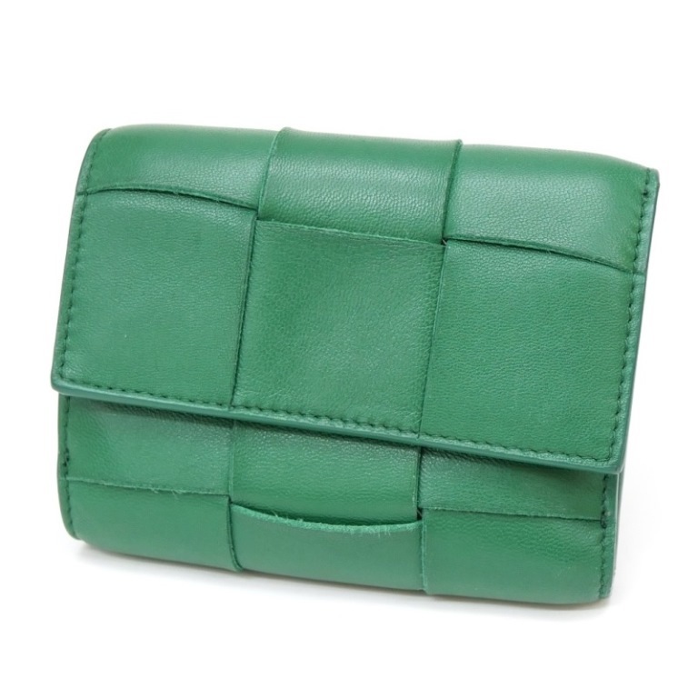 ﾎﾞｯﾃｶﾞｳﾞｪﾈﾀ BOTTEGA VENETA 三つ折り財布 ﾏｷｼｲﾝﾄﾚﾁｬｰﾄ ｶｾｯﾄ ｳｫﾚｯﾄ ｸﾞﾘｰﾝ ﾚｻﾞｰ 【中古】(62751) 35,750円