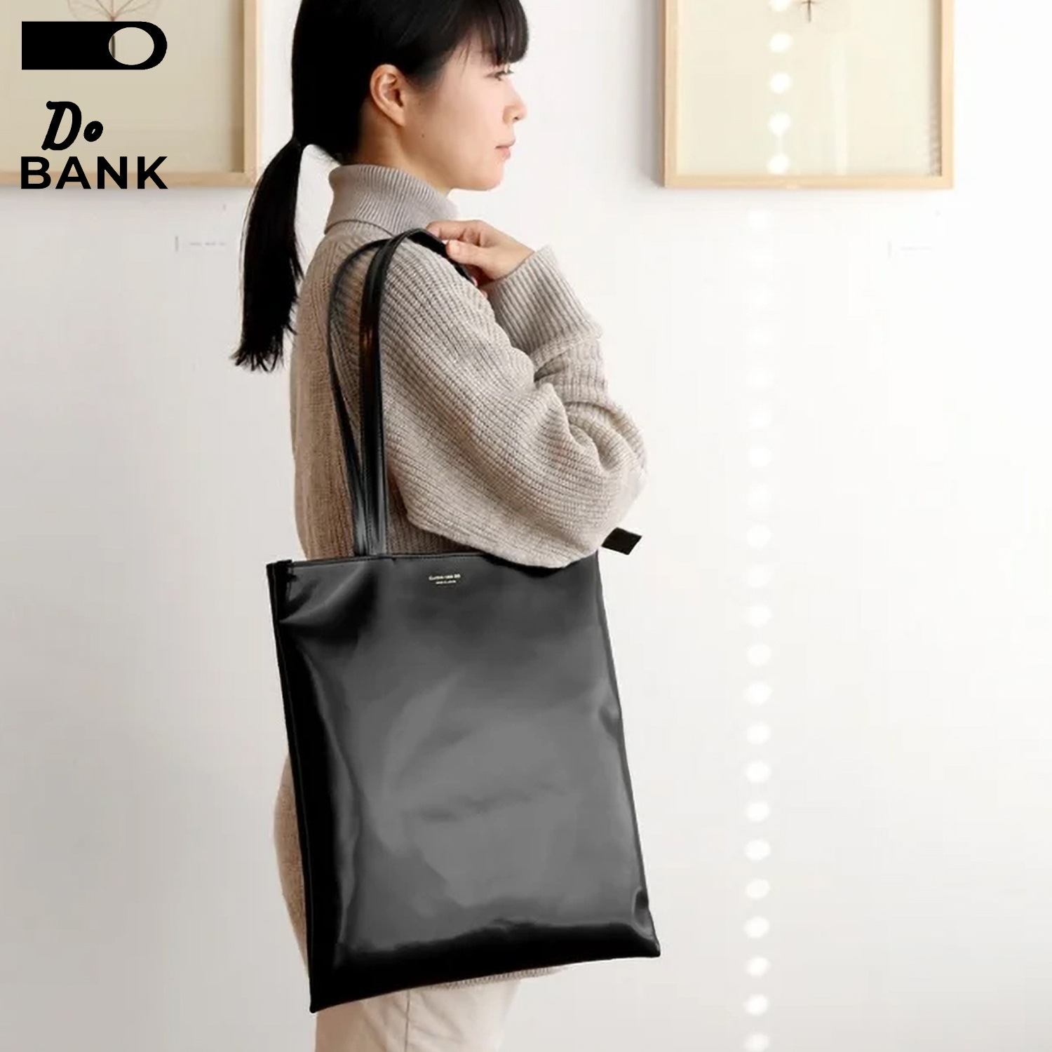 トートバッグ メンズ レディース A4 軽量 日本製 ファスナー 付き L BANK ブラック 黒 32110200