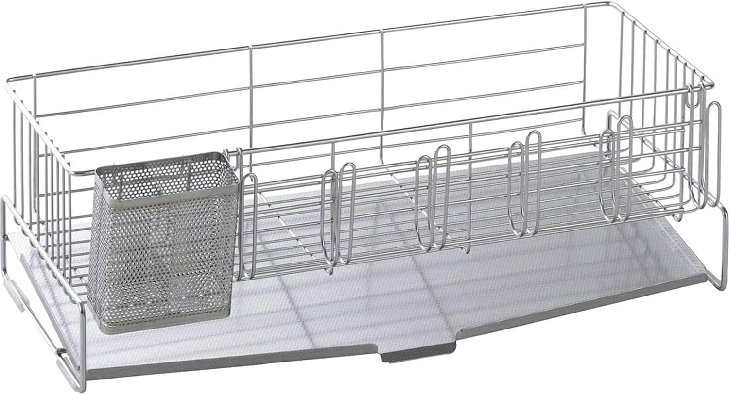 省スペースに置ける 水切りラック スリム 奥行47cm 【日本製】 シンク上 水垢が目立ちにくいトレー 様々な食器に対応 6連グラスホルダー・箸ポケット付き 台所 水切りかご ステンレス 燕三条 41