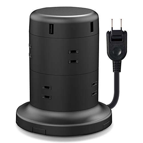 サイズ：USB-A5 エレコム 電源タップ タワー型 延長コード 8個口 USB*5ポート 雷ガー