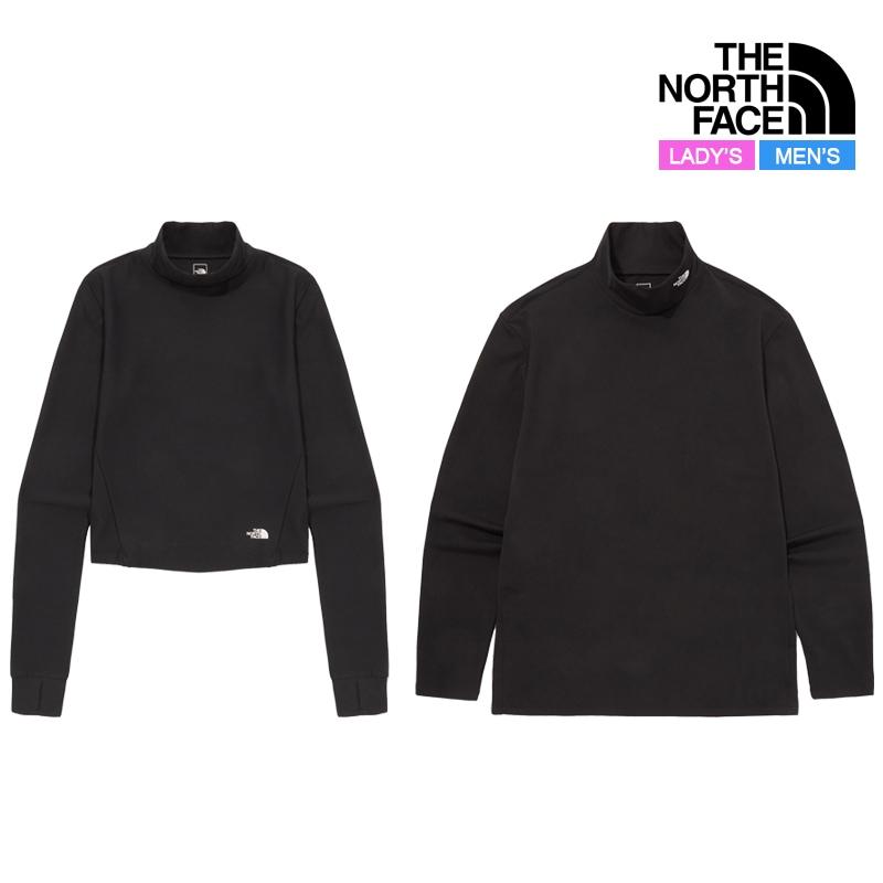 TNF クロス モックネック NT7XQ52 男女共用 レディース ハイネック Tシャツ ロンT トップス カットソー クロップド 長袖 楽チン シンプル きれいめ プルオーバー