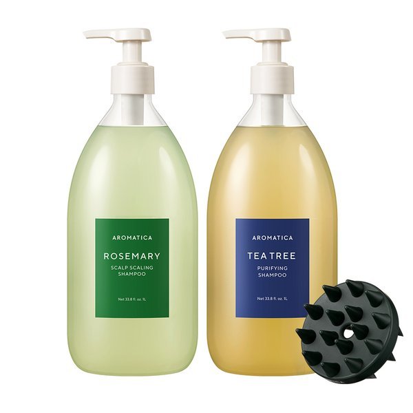 ベストSET ローズマリー スカルプスケーリングシャンプー1L+ティーツリー ピュリファイングシャンプー1L（+シャンプーブラシ付）