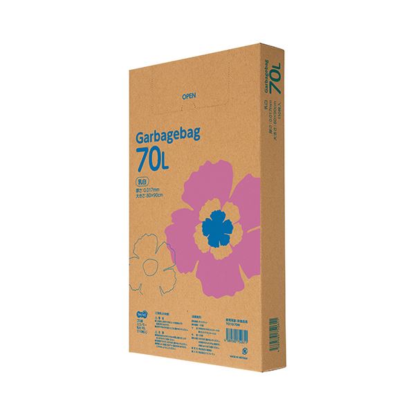 （まとめ）TANOSEE ゴミ袋エコノミー乳白半透明 70L BOXタイプ 1箱（110枚）[x5]