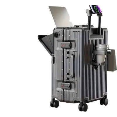 アルミニウムマグネシウム合金フレーム フロントオープニングスーツケース ユニセックス 多機能キャリーバッグ トラベルスーツケース バケーション バッグ