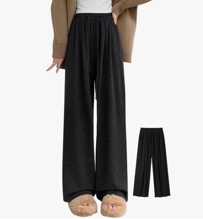 レディース ワイドパンツ ガウチョパンツ ロングパンツ 長ズボン 着痩せ ゆったり 美脚 ボトムス ロング丈 ウエストゴム らくちん 無地 カジュアル お洒落 黒 L