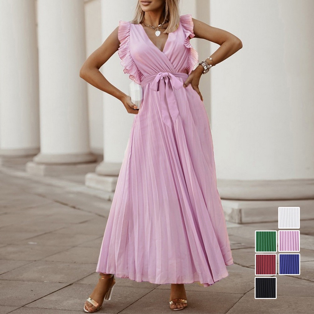 国内即納 プリーツワンピース 韓国風 レディース夏 84XIUYI-001