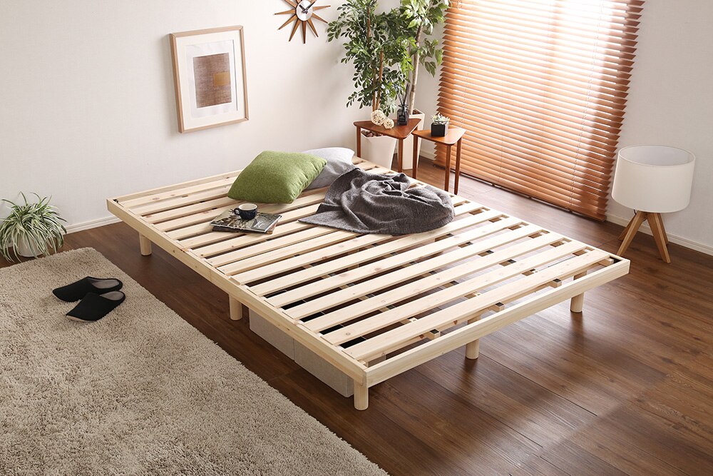 上品なスタイル ベッドフレーム 木製 シンプル 総檜脚付きすのこベッド ...