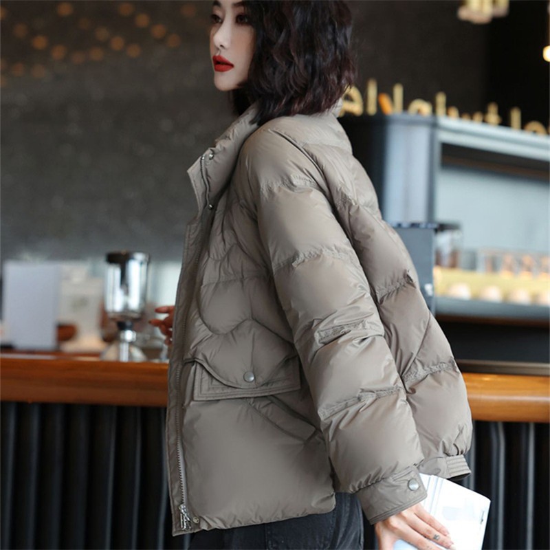 2025年秋冬新作韓国風暖かいショート丈スタンドカラーゆったりスリムダウンジャケットレディースレトロファッションホワイトダックダウン 5,087円