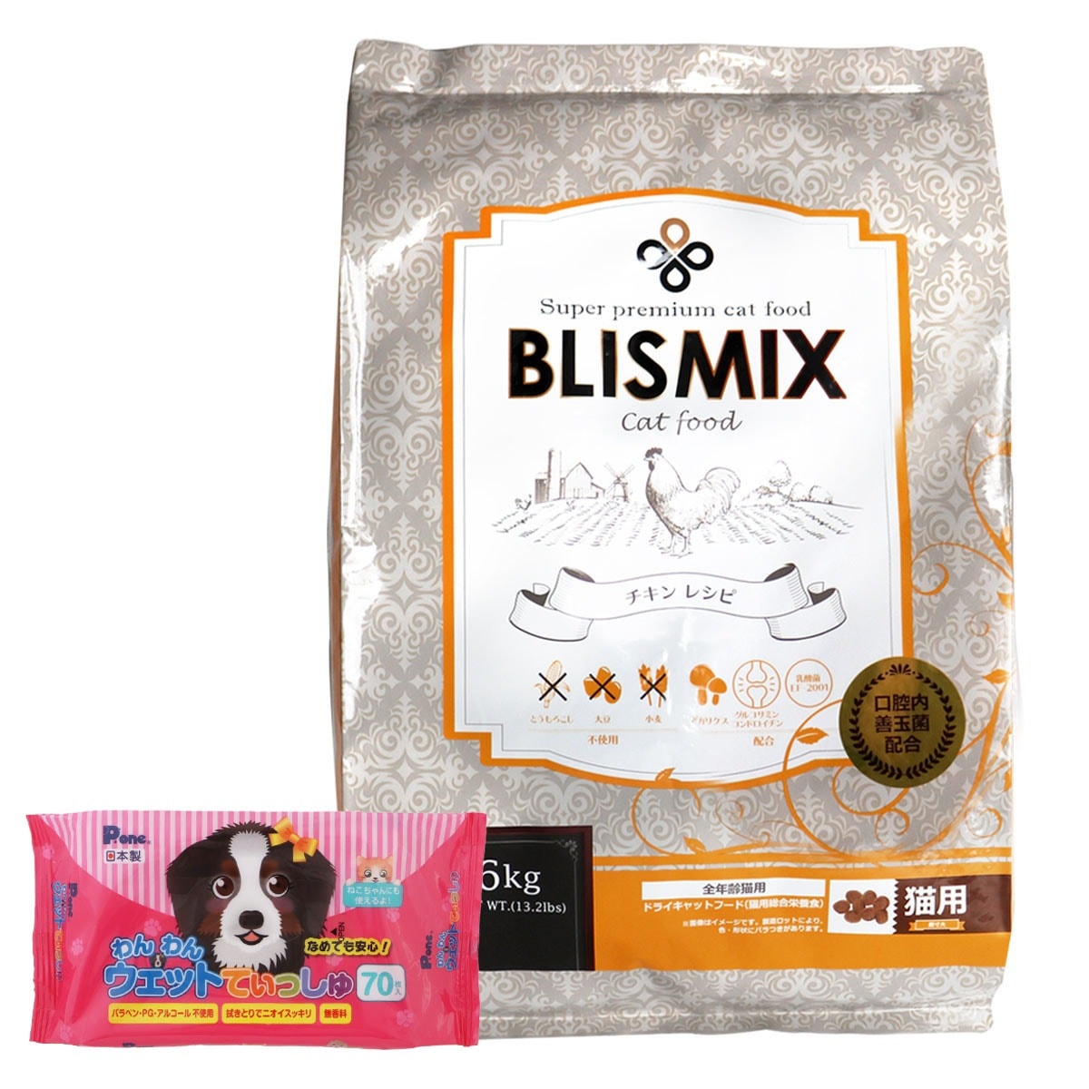 猫用チキン6kg【わんわんウエットてぃっしゅ1個付き】