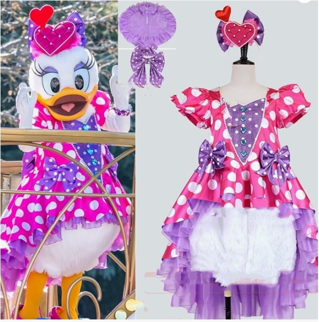 東京ディズニーランド（TDL） ディズニー・パルパルーザ ミニーのファンダーランド デイジー 髪飾り付き コスプレ衣装 +しっぽ風コスプレオーダー衣装