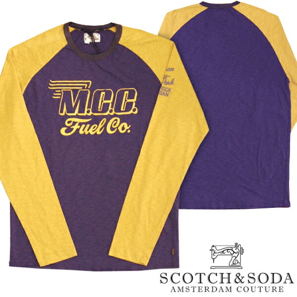セール スコッチ&ソーダ スコッチアンドソーダ メンズ Tシャツ 長袖 ラグラン ロンT M.C.C.FUEL パープル scotch&soda トップス カジュアル サファリ サーフ セレブ ス
