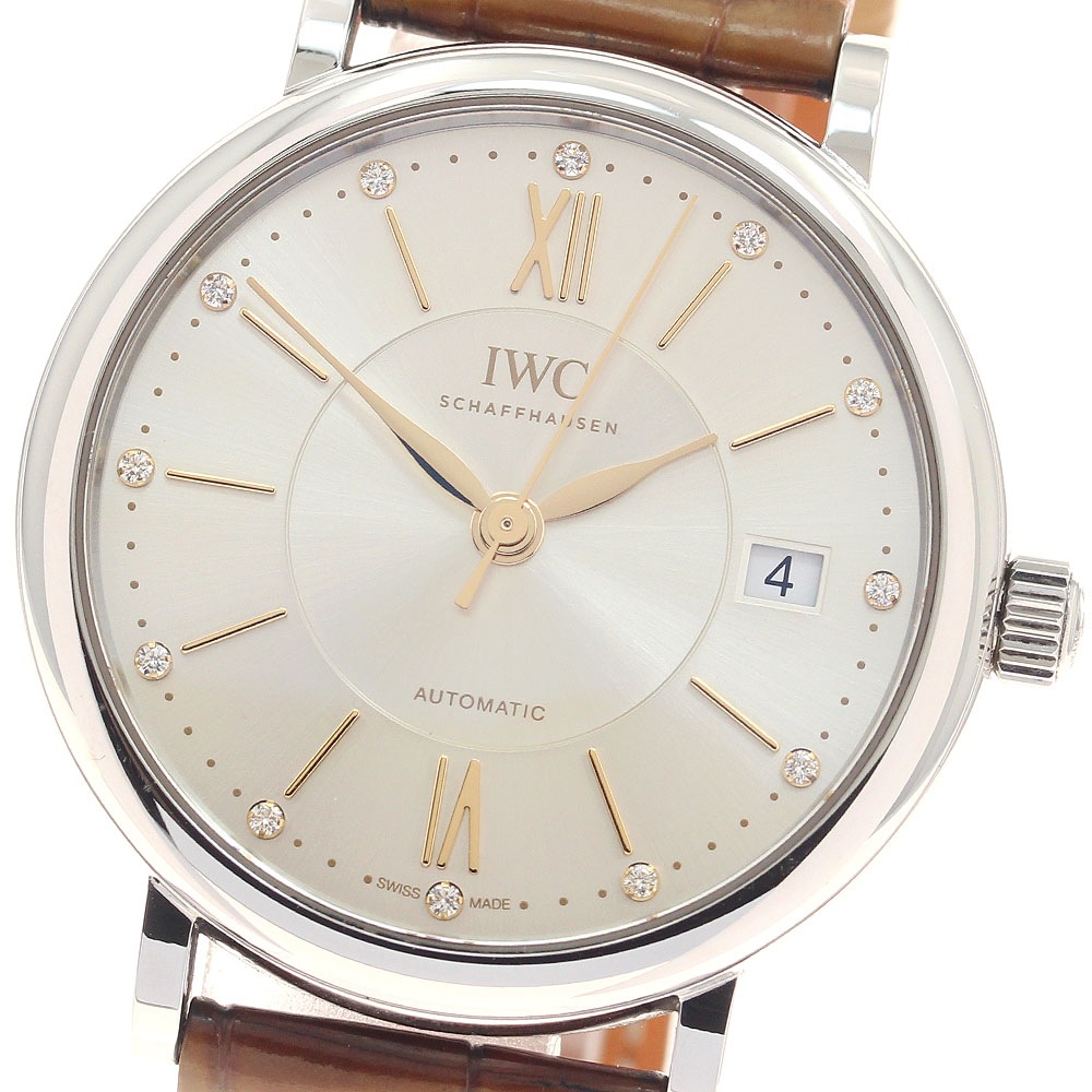 IWC IWC SCHAFFHAUSEN IW458101 ポートフィノ 12Pダイヤ デイト 自動巻き ボーイズ 保証書付き_957893【中古】