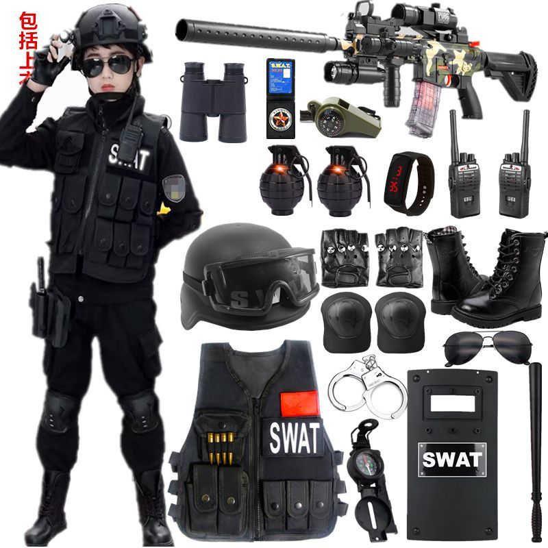 子供用特殊部隊おもちゃの銃セットインターネット人軍服シミュレーション屋外服長袖小型警察装備