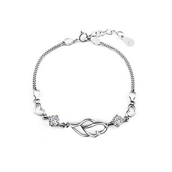 キュービックジルコニアハートデザインブレスレット送料無料！ ルピス