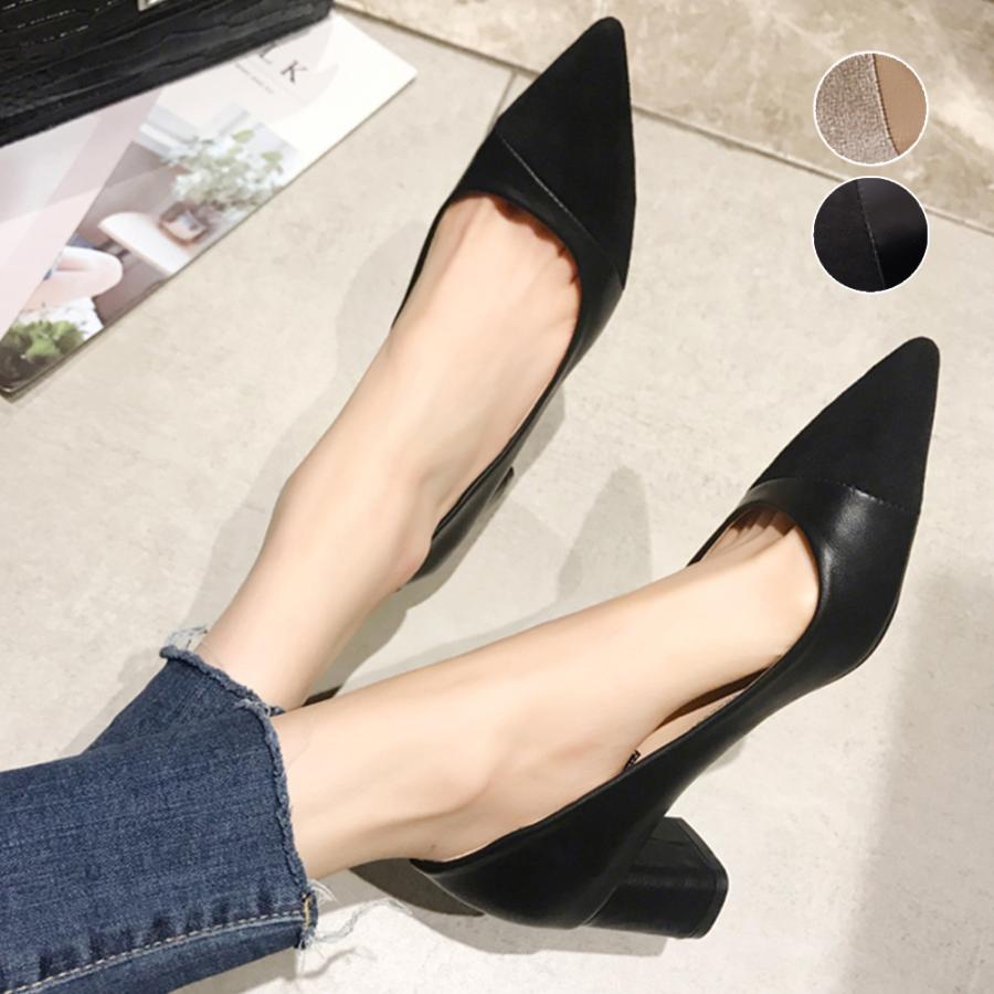 【急速出荷!】スタイルアップ！ヒールパンプス 太ヒールパンプス 通勤 PUスエード orange