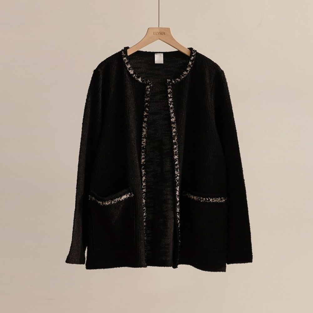 (Elysia) ダッフィーノーカラーツイードカラージャケット