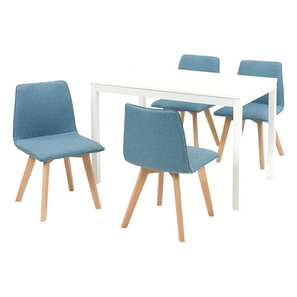 ダイニング5点セット 4人掛け テーブル×1チェア×4 ホワイト/ブルー SH-8618WH-BL-5S