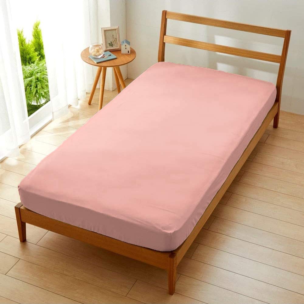 日本製 綿100% ボックスシーツ ベッドシーツ 3人用 200×200×30cm クレイピンク SB-504-N