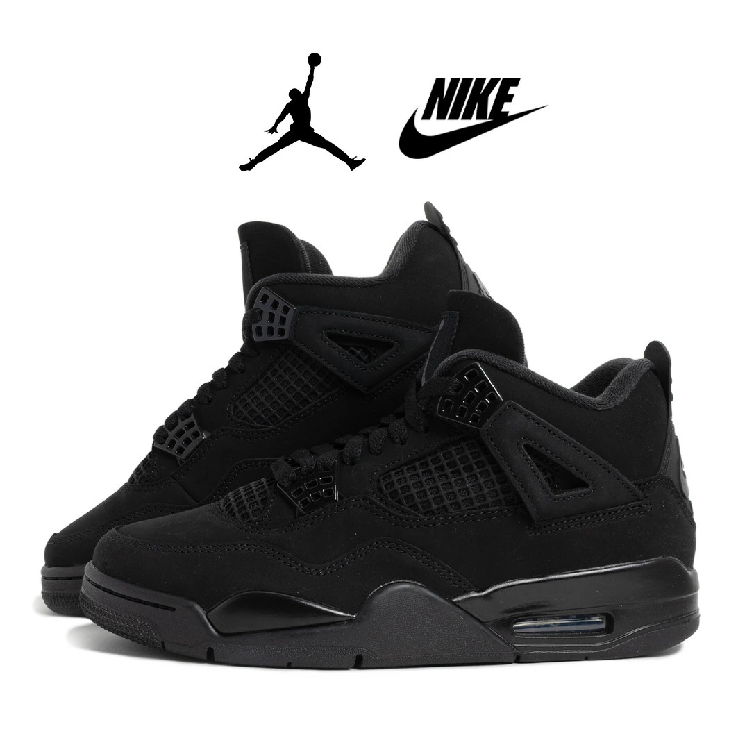 NIKE ナイキ エアジョーダン 4 スニーカー AIR JORDAN 4 BLACK CAT ( ブラック 黒 AJ4 ハイカット ブラックキャット 復刻 メンズ FV5029-010 )
