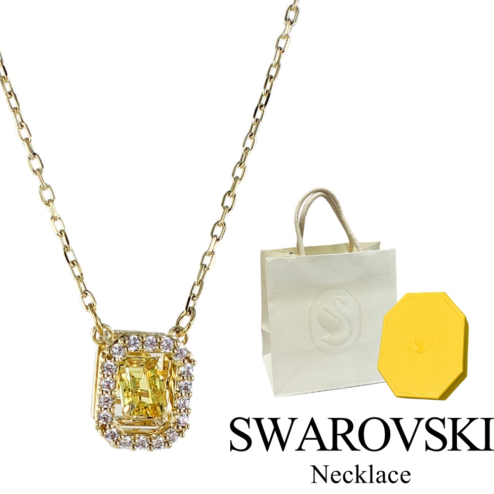 ブランドBOX＆ショッパー付き スワロフスキー ネックレス レディース 可愛いのに上品 母の日 女性 プレゼント 高級感 イエローストーン ゴールド ペンダント 女性 喜ばれる 誕生日 プレゼント ギ