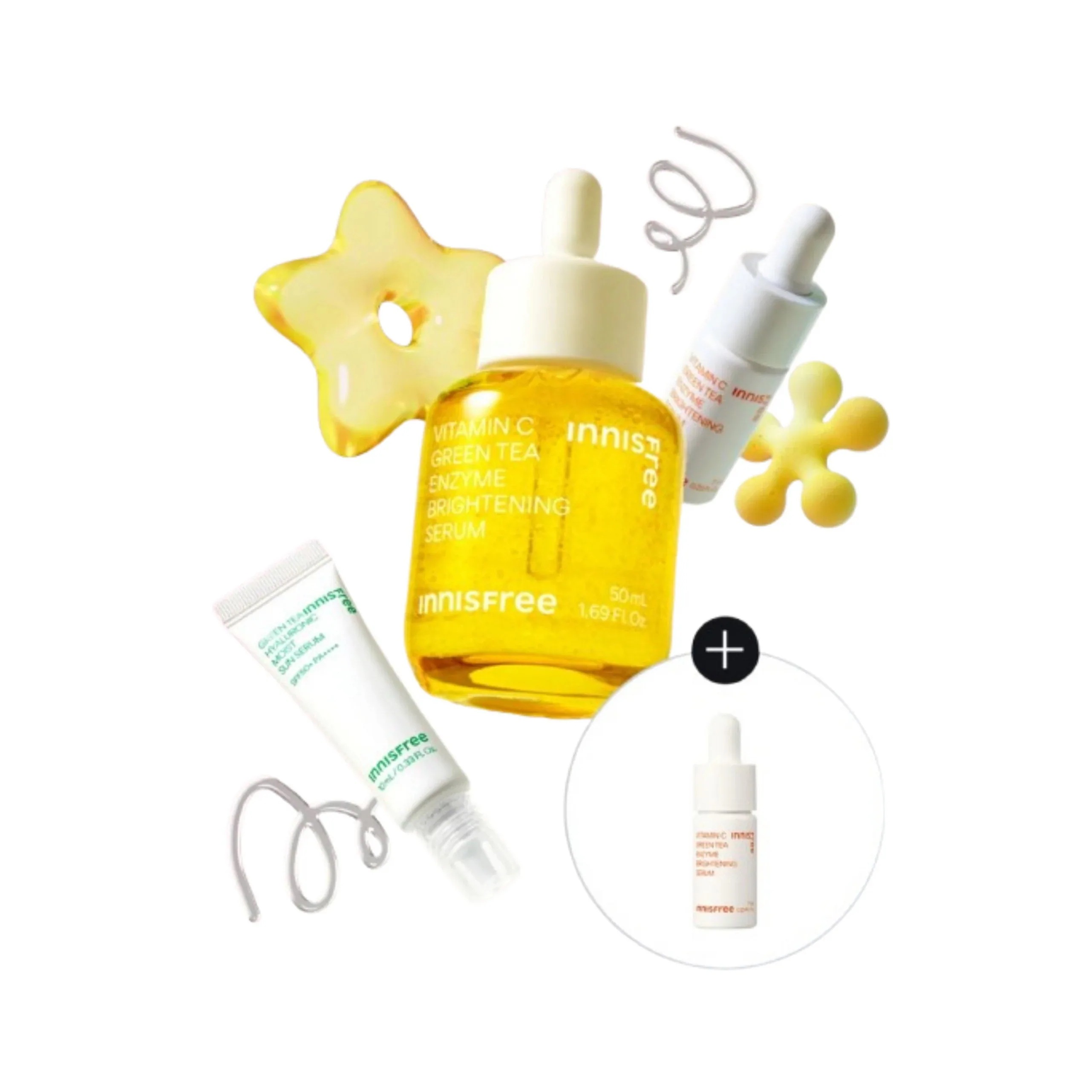 [24FW/New]ビタC グリーンティー エンザイム くすみトーニングセラム 50mL（+ビタエンザイム くすみトーニングセラム7ml+グリーンティー ヒアルロン酸 うるおいサンセラム10ml）