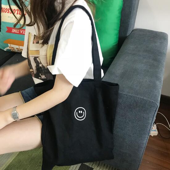 ショルダーバッグ エコバッグ トートバッグ スマイル 韓国 ファッション 雑貨 かわいい おしゃれ 北欧 送料無料 [K] (T)