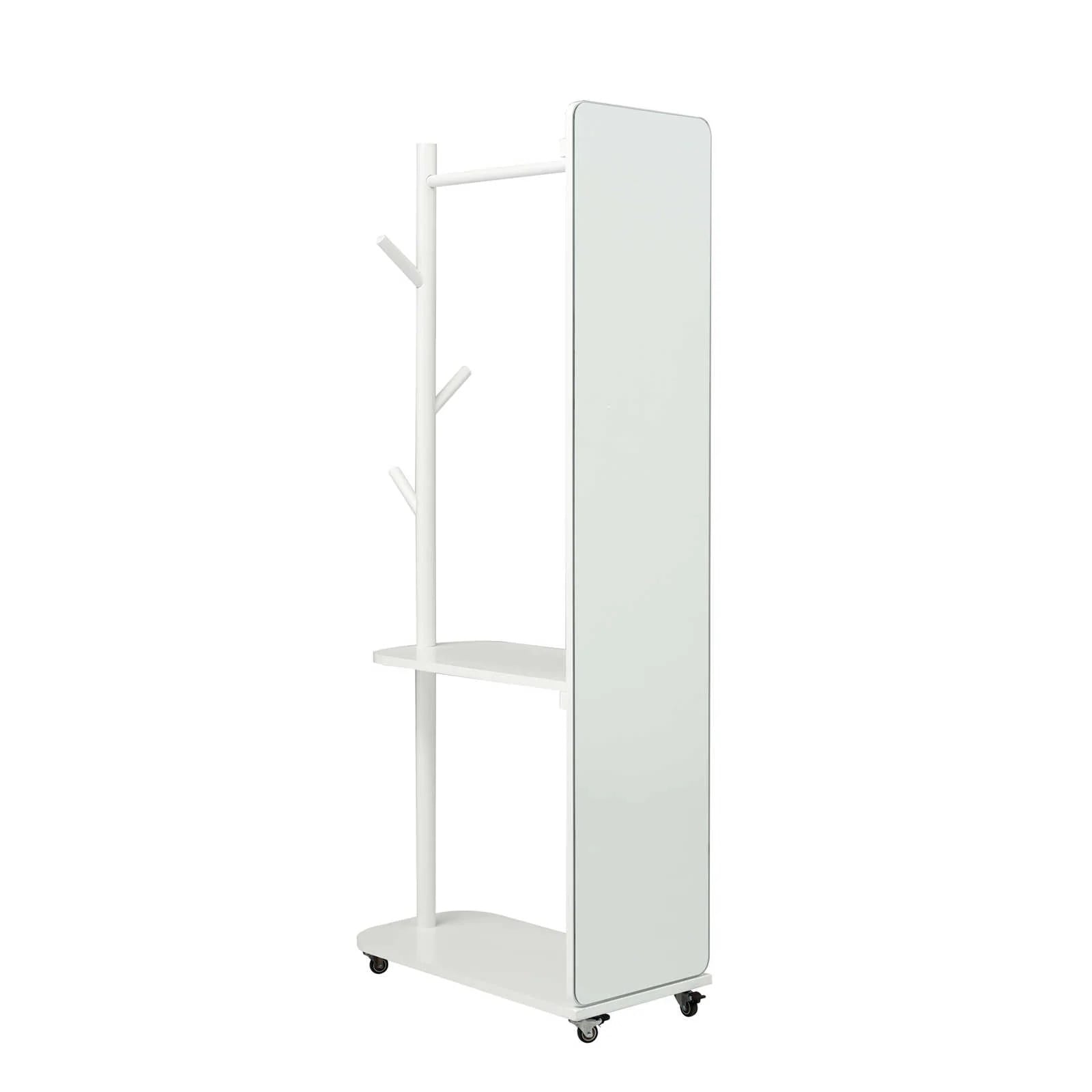 【日本国内出荷-3日で配達】姿見 玄関 おしゃれ ハンガーラック 収納 スタンド 回転 DIY 自撮り鏡 ミラー 鏡 壁掛け鏡 全身鏡 飛散防止加工 全身ミラー ドレッサー ホワイト DJYC155