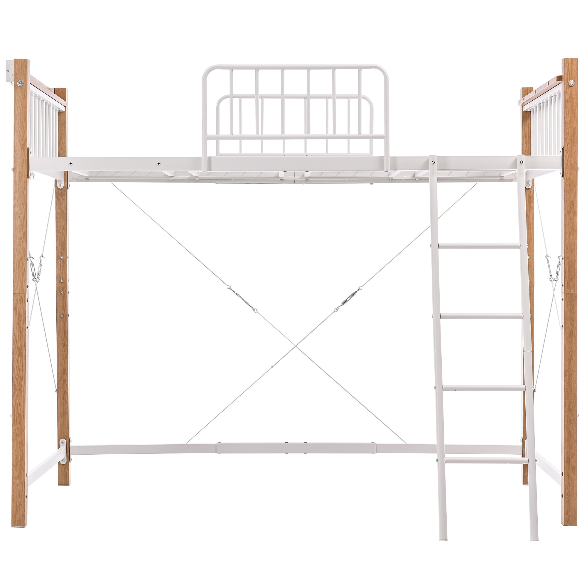 【国内発送】ロフトベッドパイプベッドシングルおしゃれ北欧風ベッドコンセント付きパイプスチール金属パイプベッド耐震ロフトベッドシステムベッド木目塗装ハイタイプ金属子供部屋耐震217