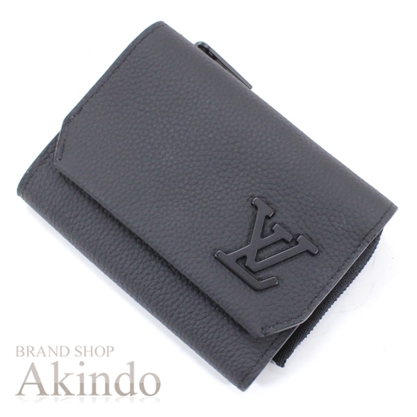 【新品】ルイヴィトン 三つ折り財布 メンズ ミニ財布 ポルトフォイユ パイロット LVアエログラム レザー 本革 M81740 ブラック黒 コンパクト LOUIS VUITTON ビトン ブランド ギ