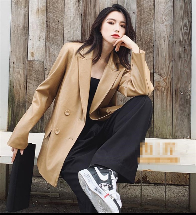 トレンド感をマーク！通勤する 2021 新品 韓版 ゆったりする バンディング ラペル 長袖 PUレザー コート スリム 気質 sweet系 百掛け おしゃれな シンプル 快適である 4,928円