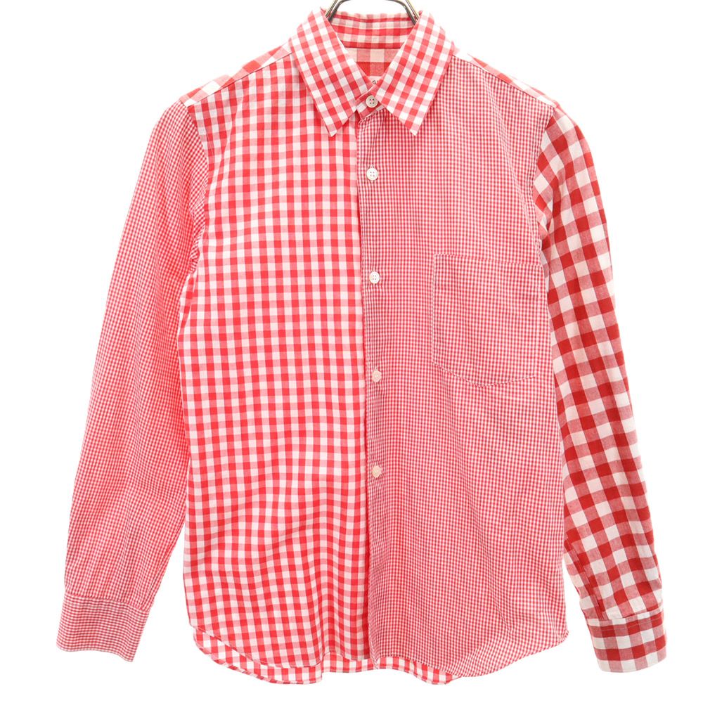 コムデギャルソンコムデギャルソン フランス製 チェック柄 長袖 シャツ XS レッド×ホワイト Comme des Garcons Comme des Garcons メンズ