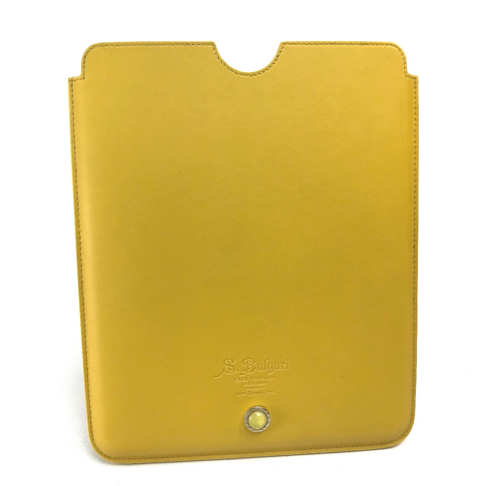 iPadケース 34786 S.Bulgari ストーン タブレットケース スマホアクセサリー カーフレザー イエロー
