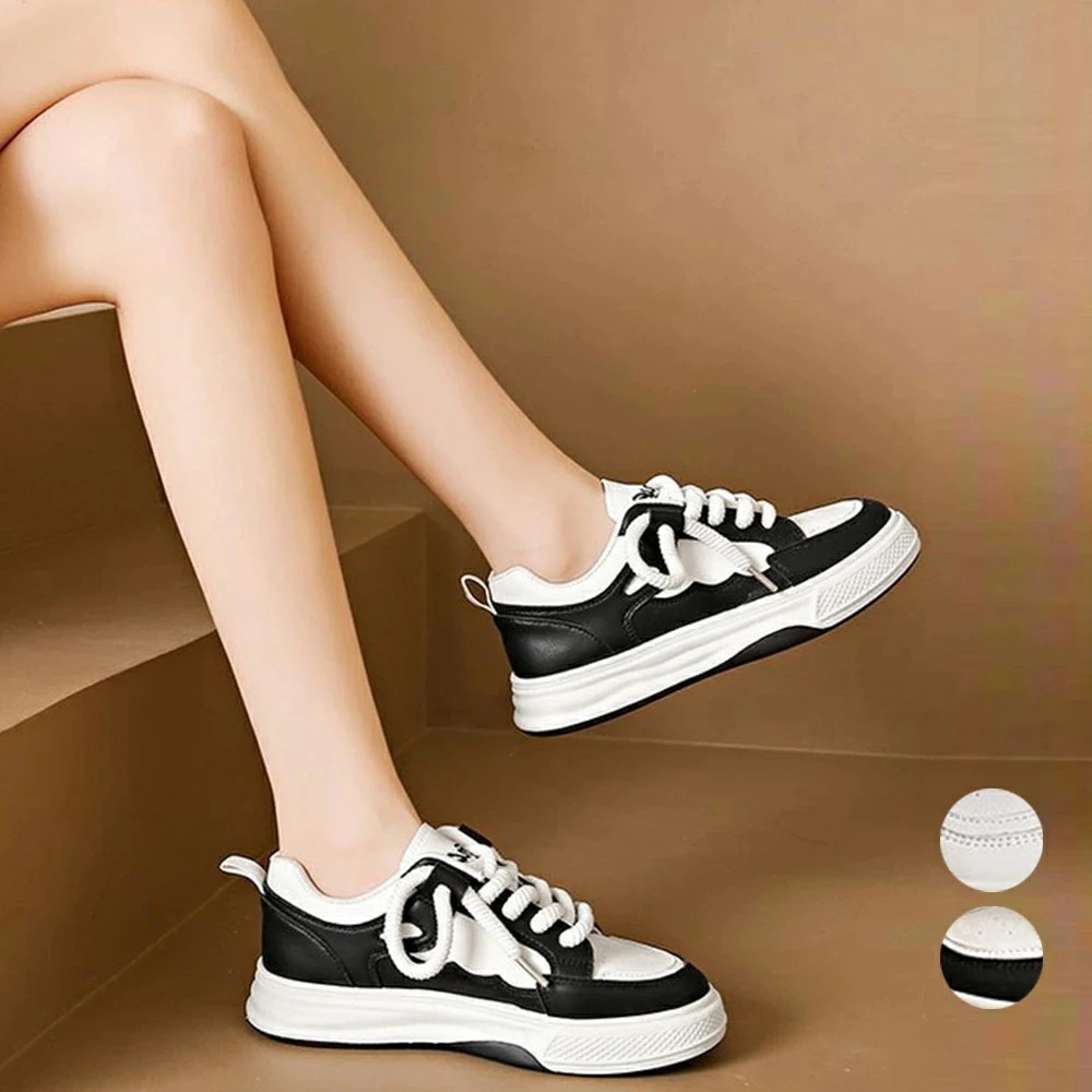 厚底スニーカー レディース ローカット スニーカー疲れない バイカラー 靴白黒 スニーカー春夏秋冬